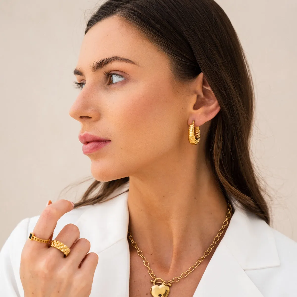 Croissant Hoop Earrings - Gold sold by Pusca product image thumbnail 2