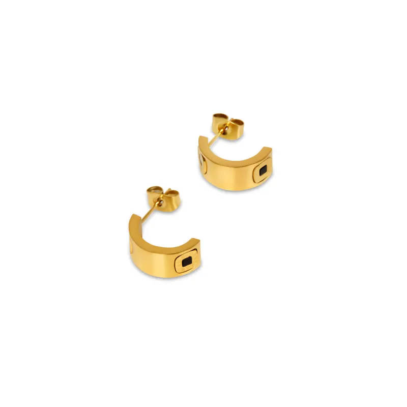 Square Monochrome Stud Earrings - Gold sold by Pusca