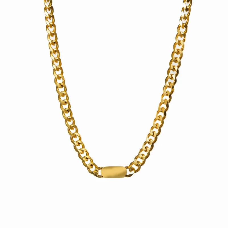 Rectangle Curb Chain Necklace - Gold sold by PUSCA JEWELS