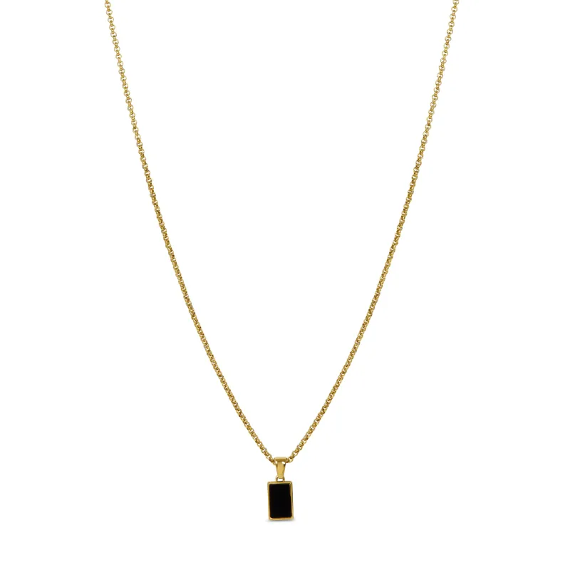Square Onyx Pendant Necklace - Gold sold by Pusca