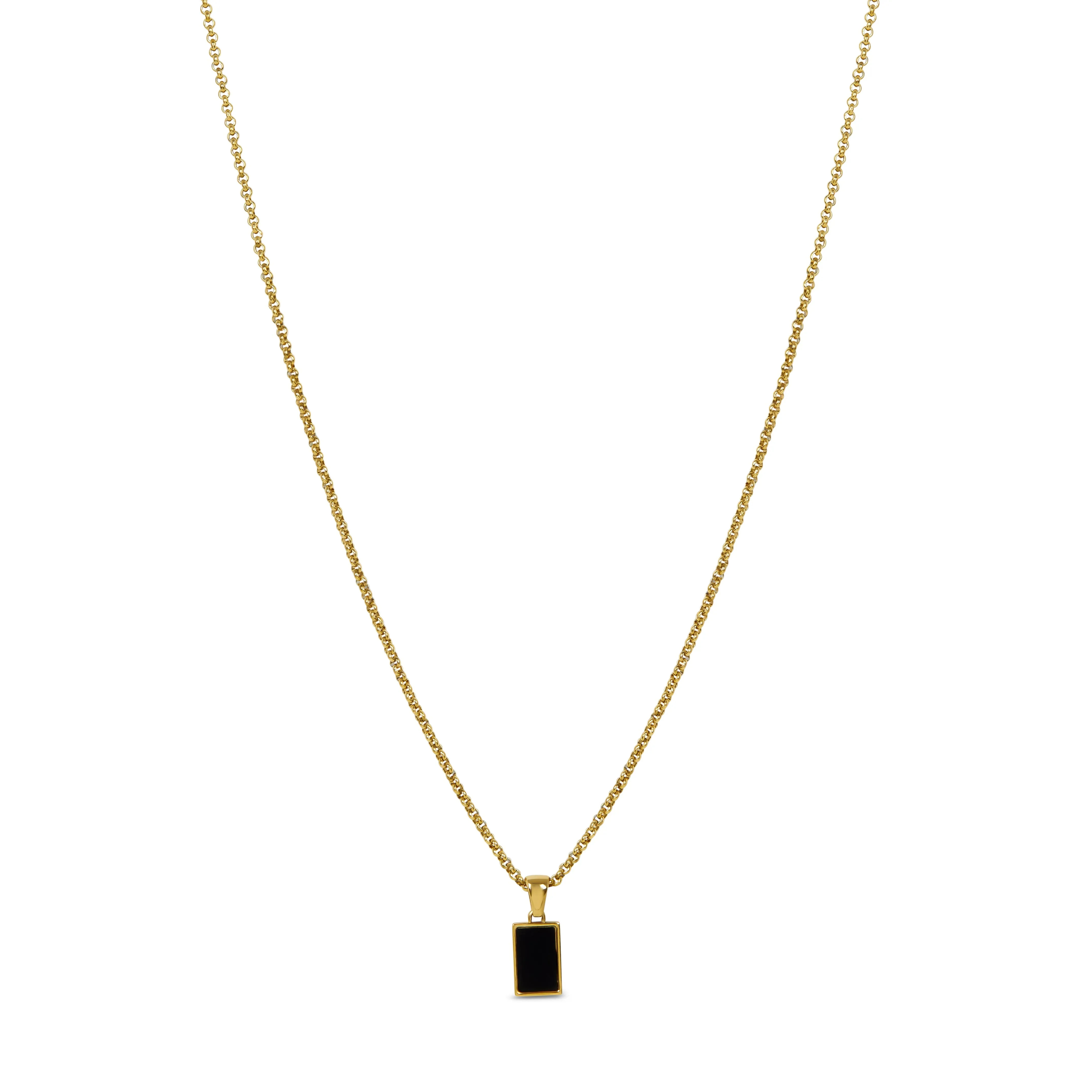 Square Onyx Pendant Necklace - Gold sold by Pusca