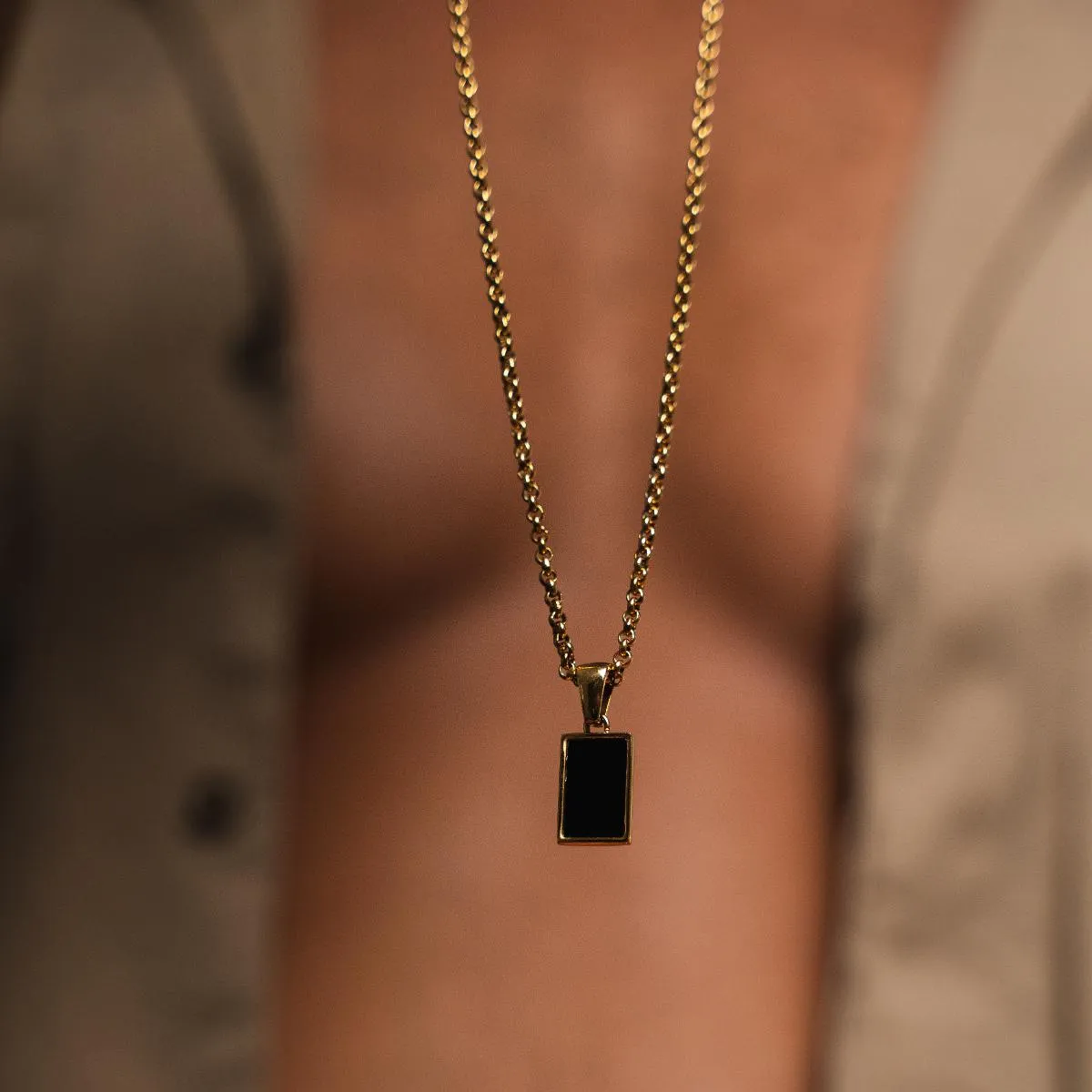 Square Onyx Pendant Necklace - Gold sold by Pusca product image thumbnail 2