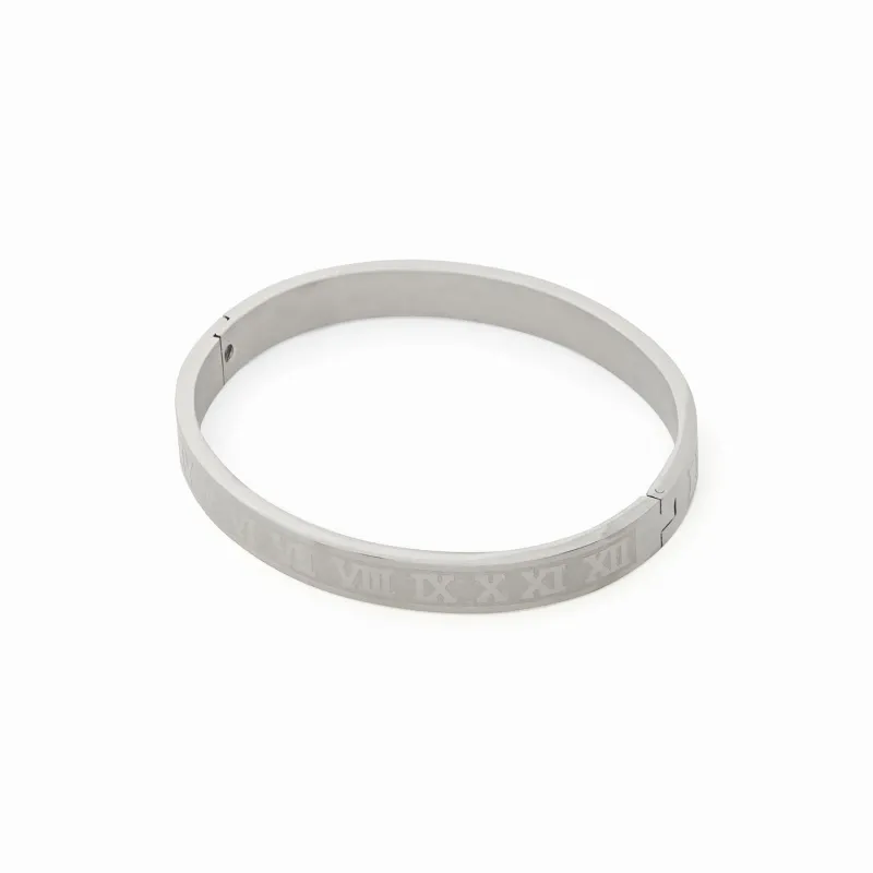 Roman Numeral Bangle - Silver sold by Pusca