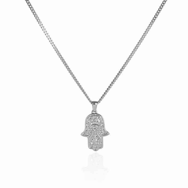 Hamsa Pendant Necklace - Silver sold by Pusca