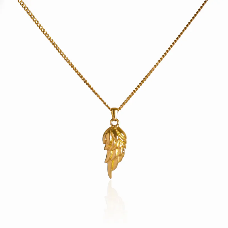 Wing Pendant Necklace - 18K Gold Plated sold by Pusca