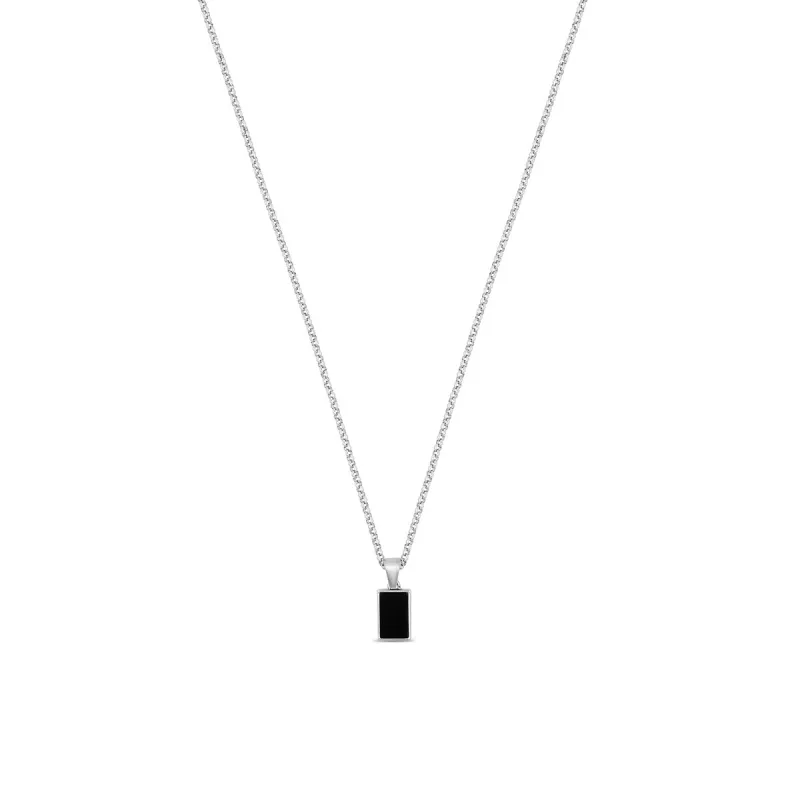 Square Onyx Pendant Necklace - Silver sold by PUSCA JEWELS