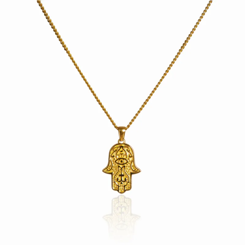 Hamsa Pendant Necklace - 18K Gold Plated sold by Pusca