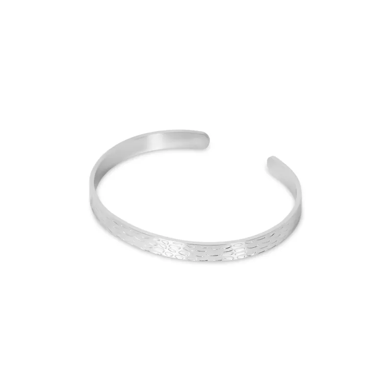 Textured Adjustable Cuff Bangle - Silver sold by Pusca