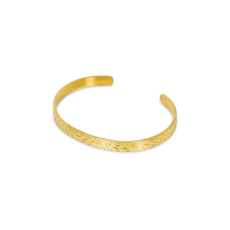 Textured Adjustable Cuff Bangle - Gold sold by Pusca