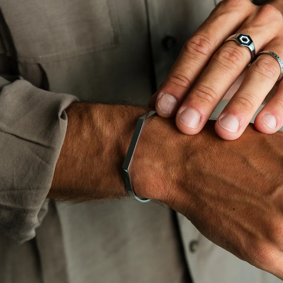 Adjustable Signet Cuff Bangle - Silver sold by Pusca product image thumbnail 4