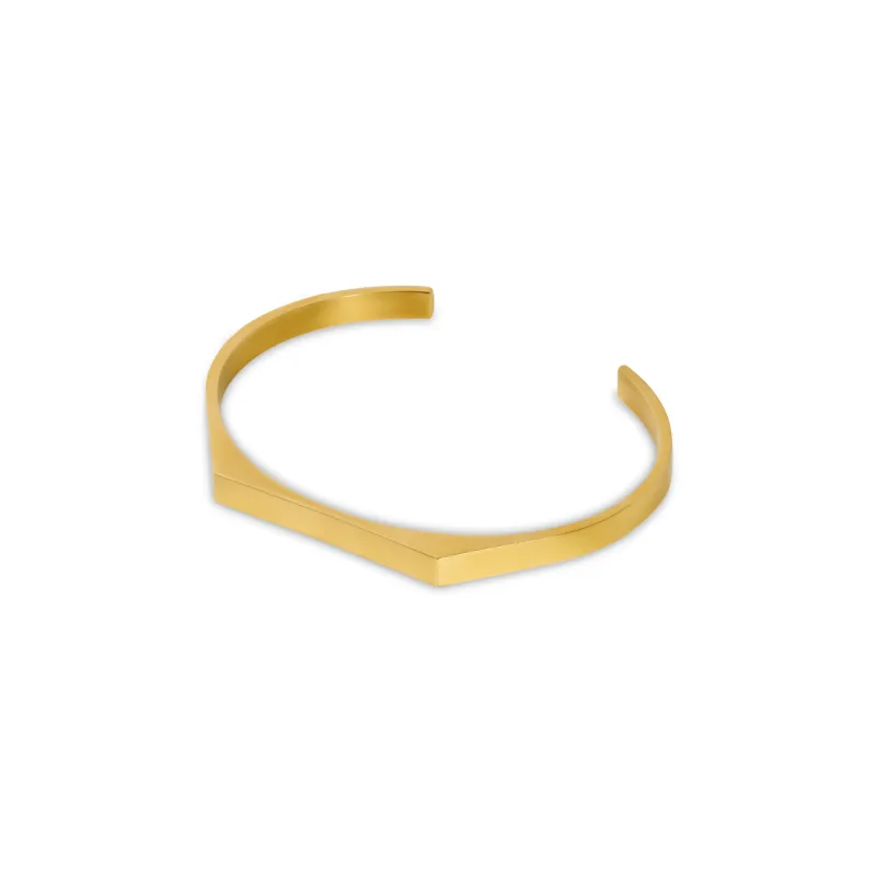Adjustable Signet Cuff Bangle - Gold sold by Pusca