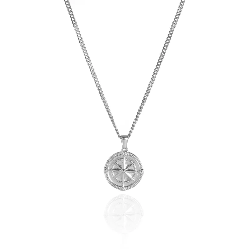 Compass Pendant Necklace - Silver sold by Pusca