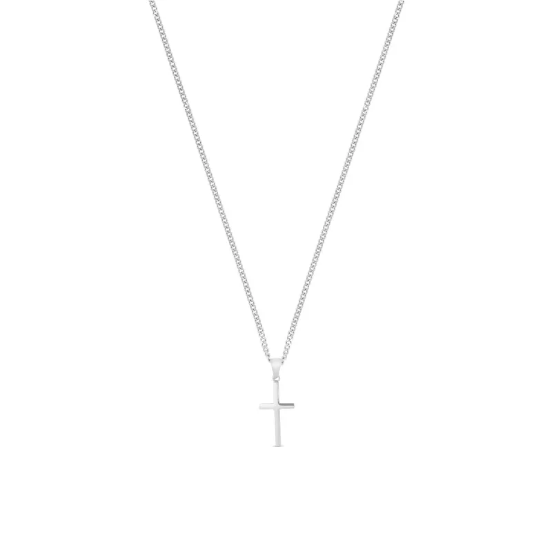 Flat Cross Pendant Necklace - Silver sold by PUSCA JEWELS