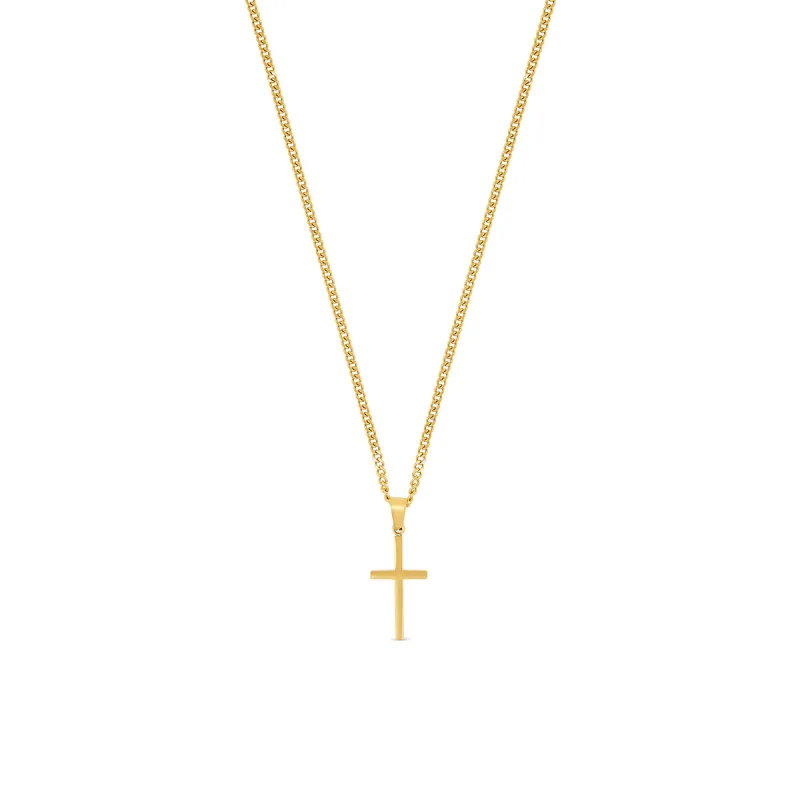 Flat Cross Pendant Necklace - Gold sold by Pusca