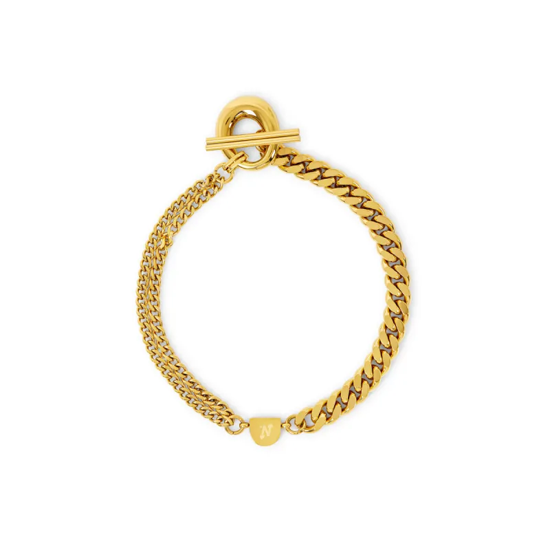 DISCONTINUED Double Cuban Toggle Bracelet - Gold made by Pusca