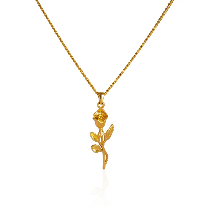 Rose Pendant Necklace - 18K Gold Plated sold by Pusca
