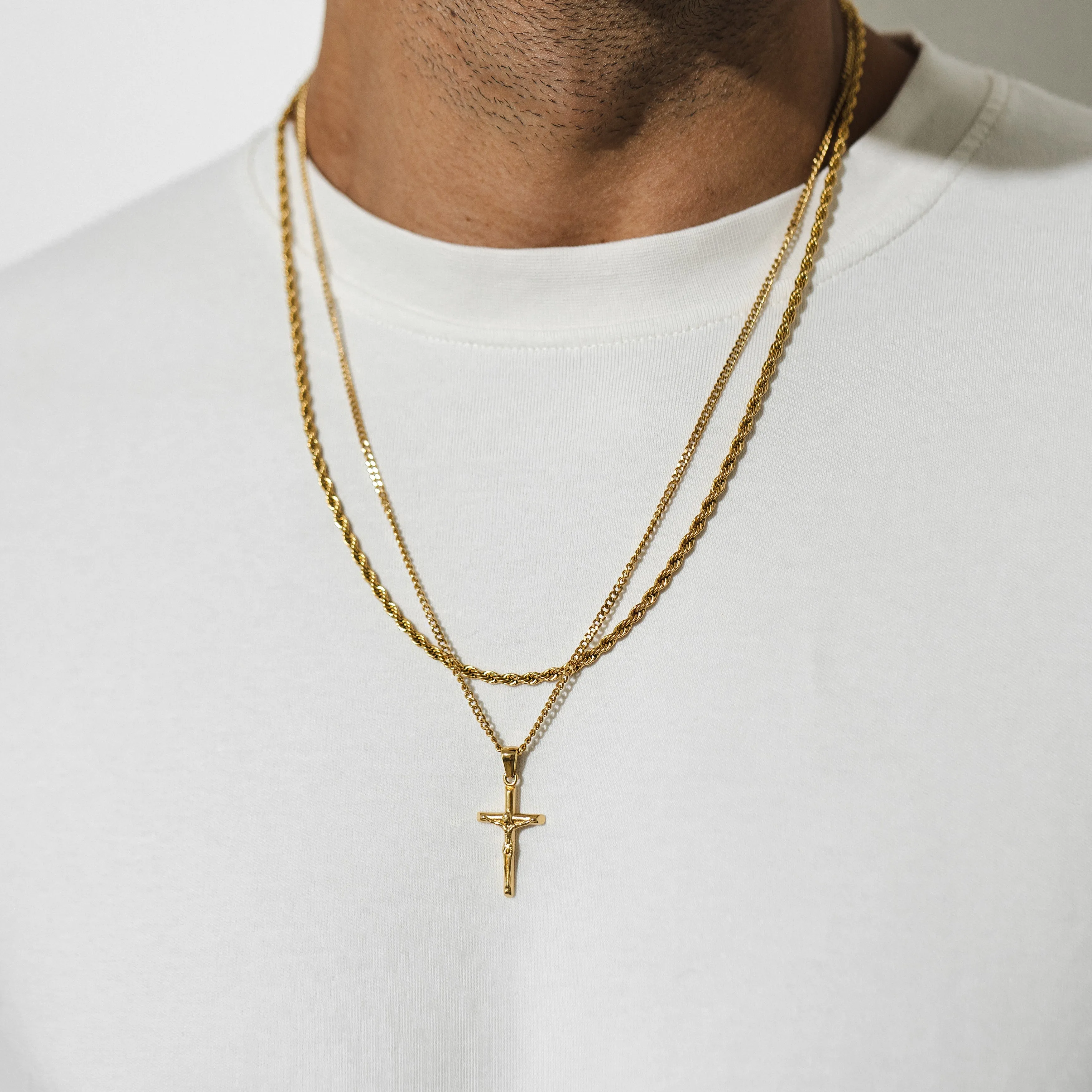 Cross Pendant Necklace X Rope Chain Full Set - Gold sold by Pusca product image thumbnail 2