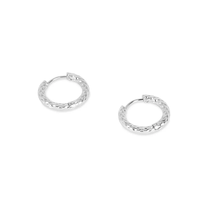 Textured Huggie Earrings - Silver sold by Pusca