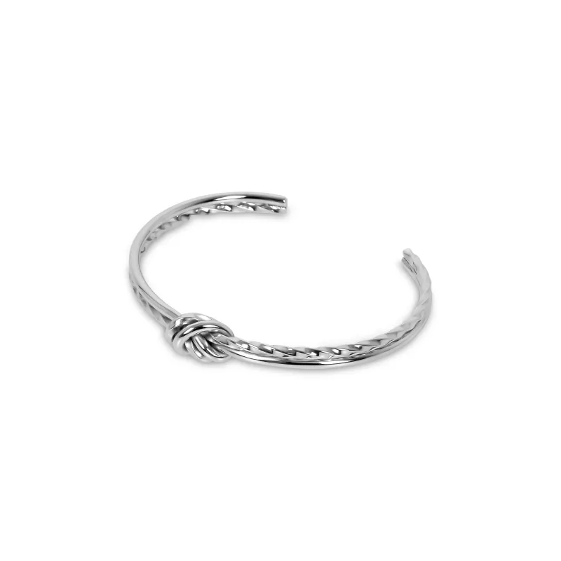 Twisted Knot Textured Bangle - Silver sold by Pusca