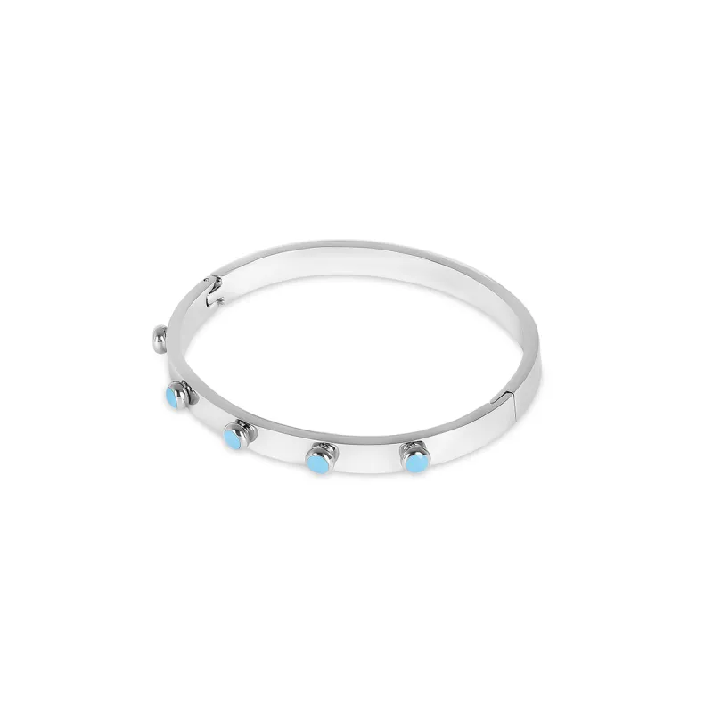 Aqua Stone Bangle Bracelet - Silver sold by Pusca