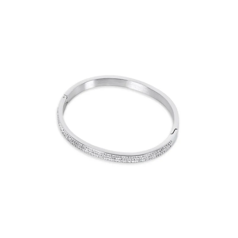 Luxe Stone Bangle Bracelet - Silver sold by Pusca