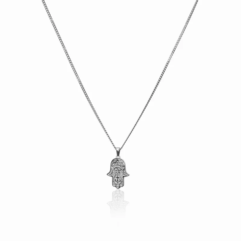 Hamsa Hand Necklace - Silver sold by Pusca