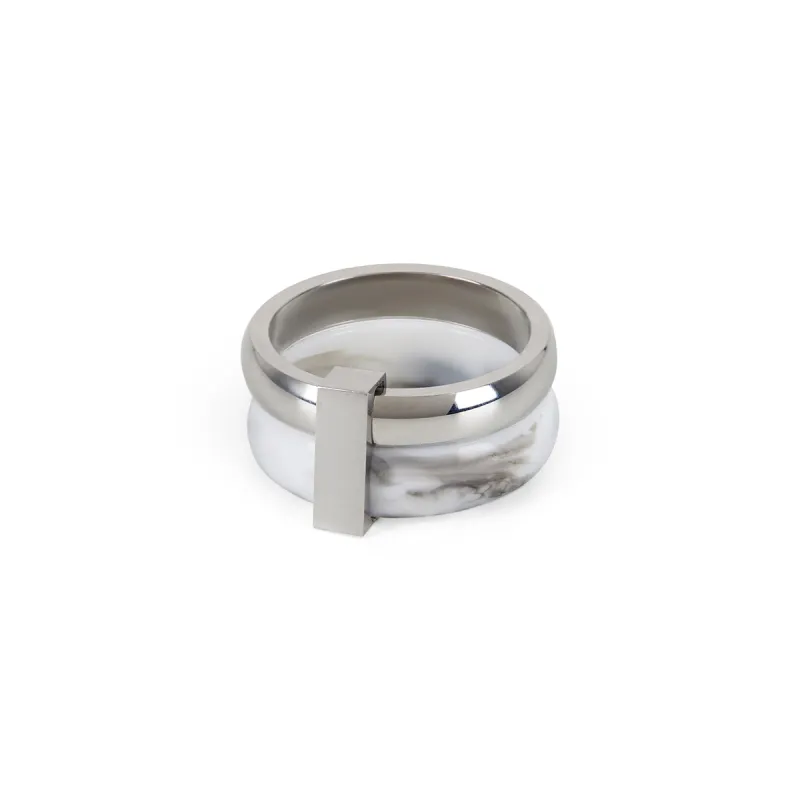 Layered Marble Ring - Silver sold by Pusca