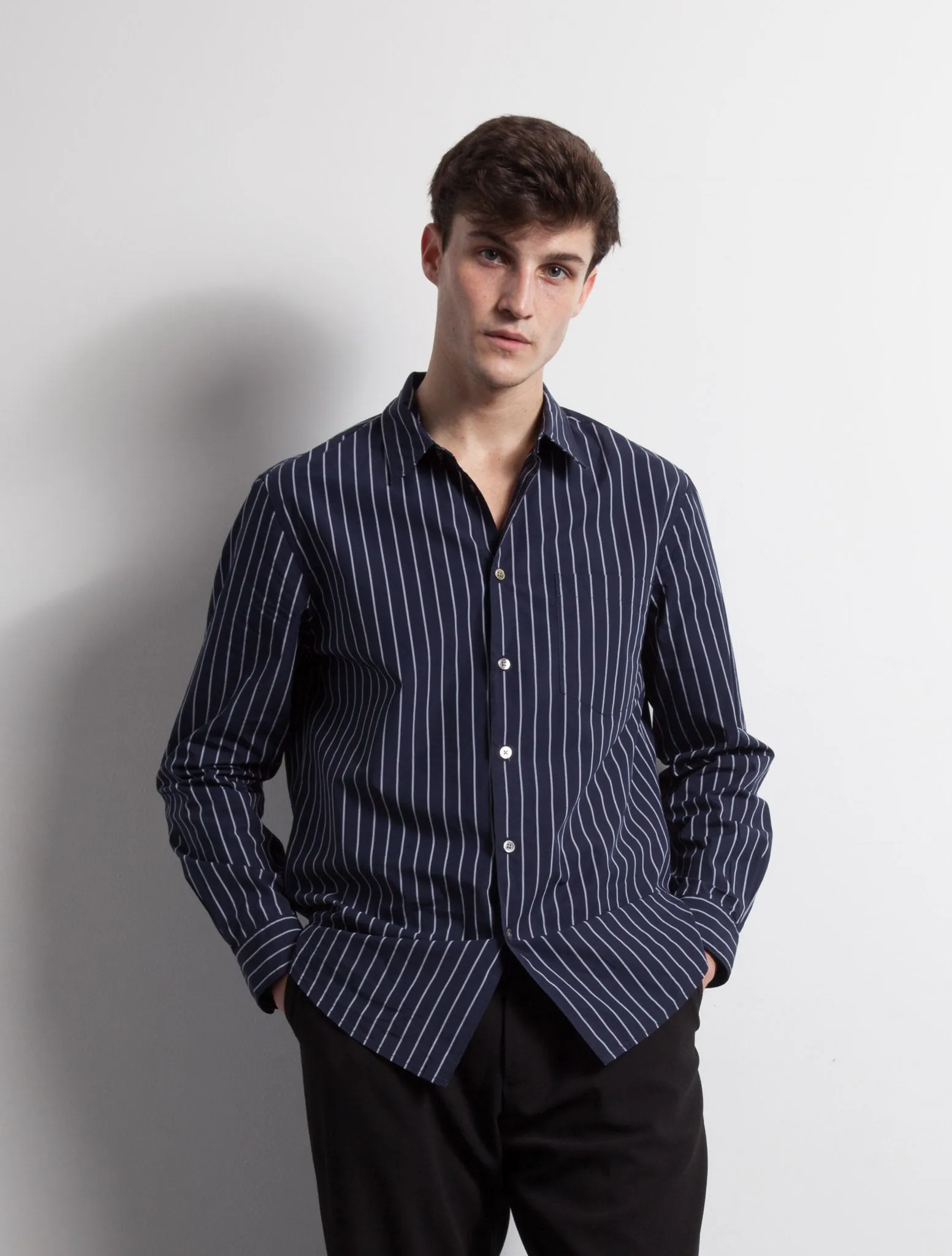 Gray and Navy Striped Dress Shirt sold by Kapatid New York product image thumbnail 5