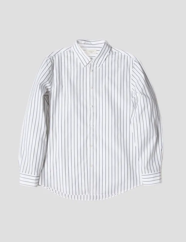 Gray and White Striped Dress Shirt sold by Kapatid New York