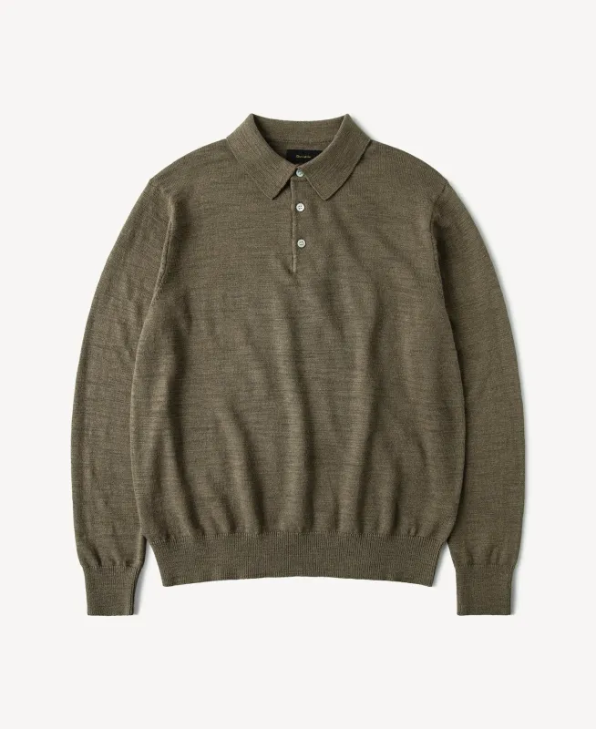 Slub Cotton Long Sleeve Knit Polo sold by Time Catcher