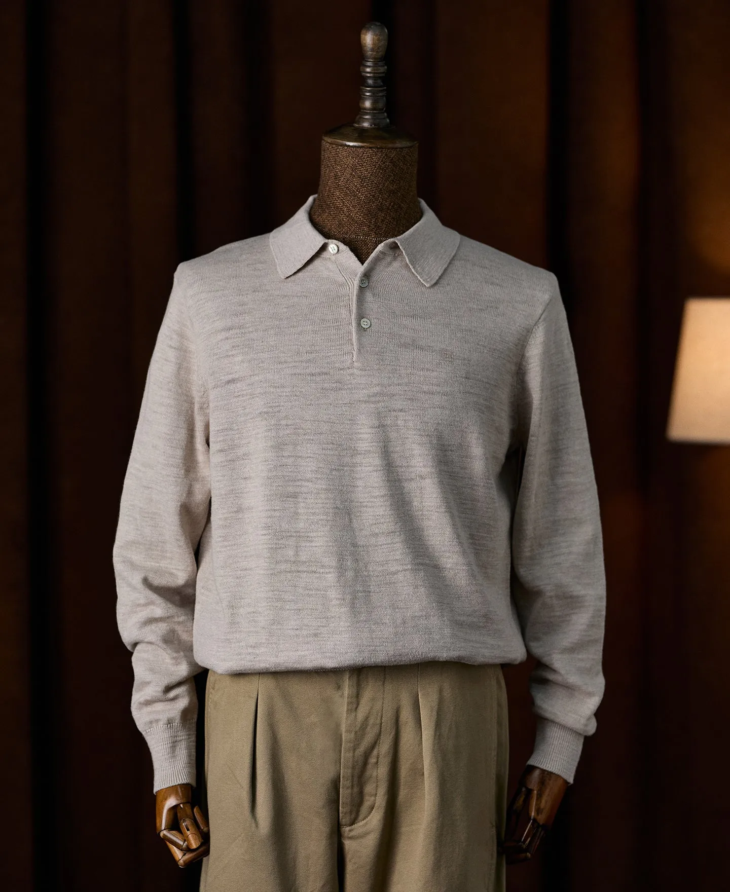Slub Cotton Long Sleeve Knit Polo sold by Time Catcher product image thumbnail 3
