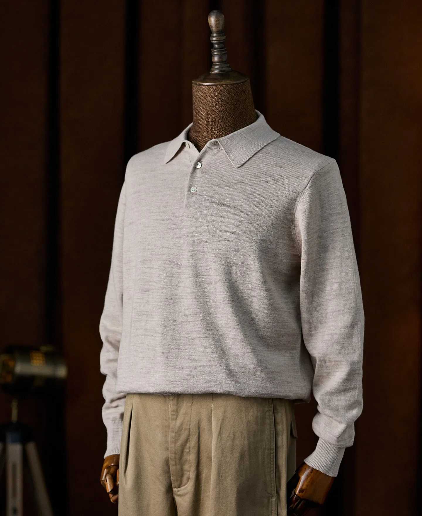 Slub Cotton Long Sleeve Knit Polo sold by Time Catcher product image thumbnail 4