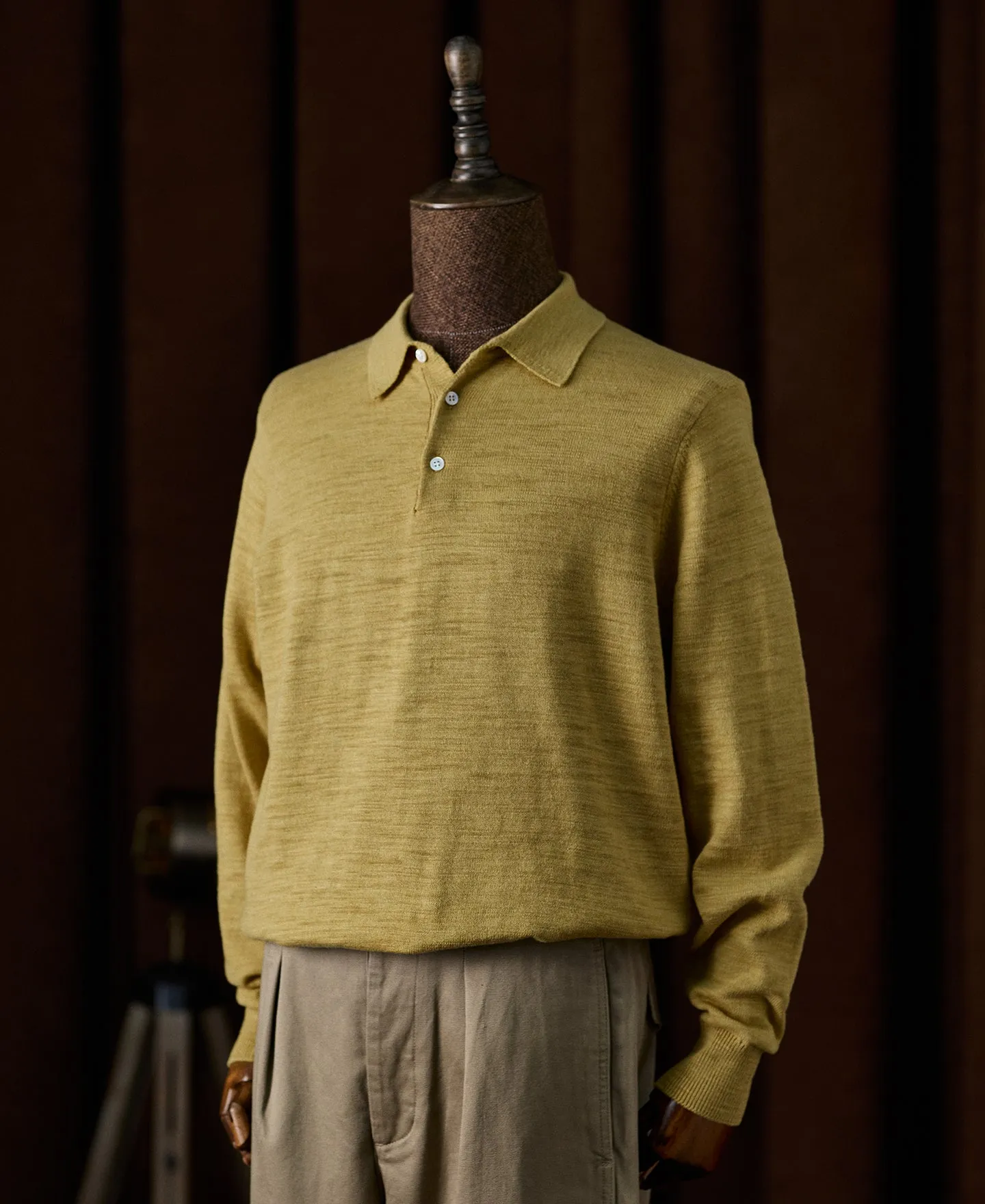 Slub Cotton Long Sleeve Knit Polo sold by Time Catcher product image thumbnail 3
