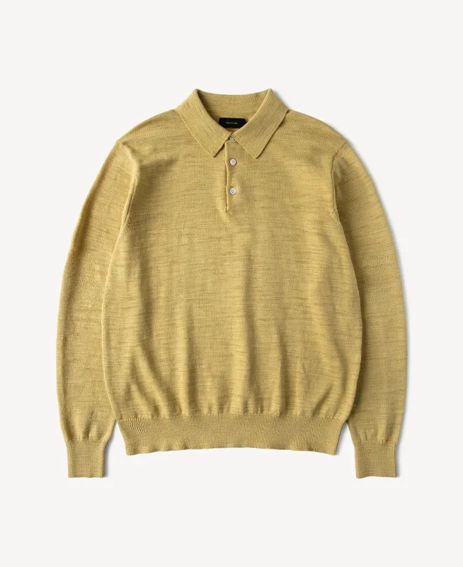Slub Cotton Long Sleeve Knit Polo sold by Time Catcher