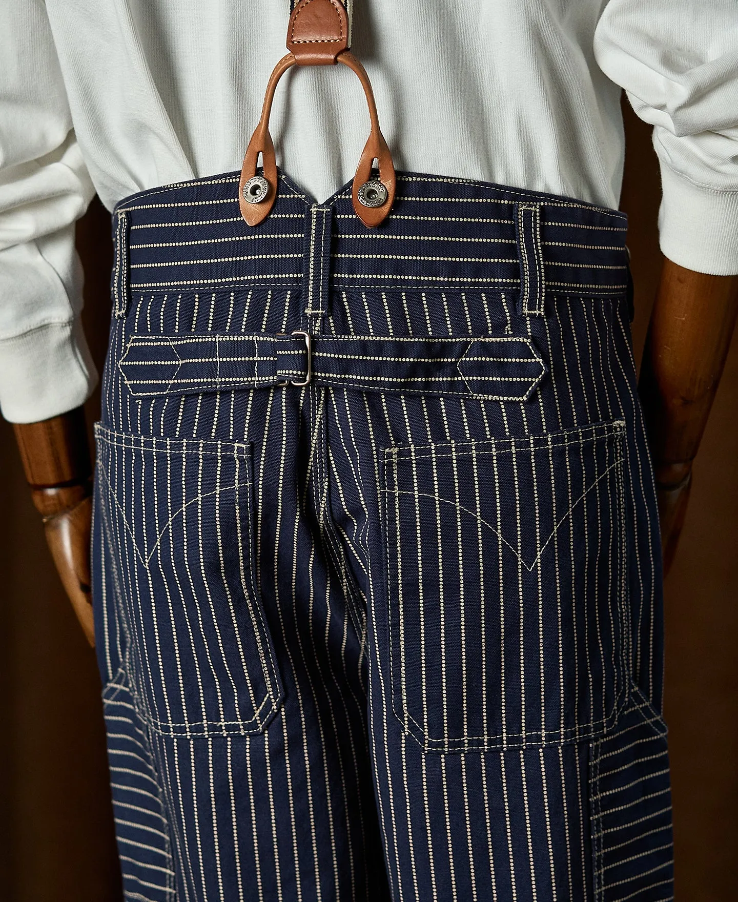 Indigo Wabash Stripe Work Trousers sold by Time Catcher product image thumbnail 5