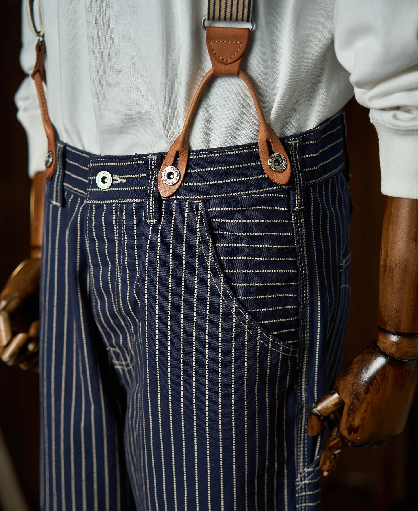 Indigo Wabash Stripe Work Trousers sold by Time Catcher product image thumbnail 4