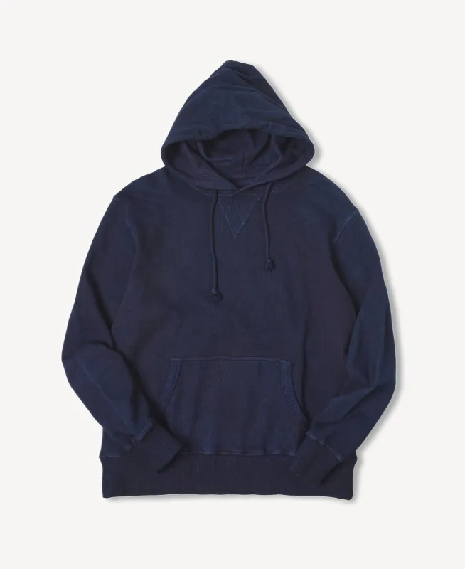 Indigo-Dyed Cotton-Jersey Hoodie sold by Time Catcher