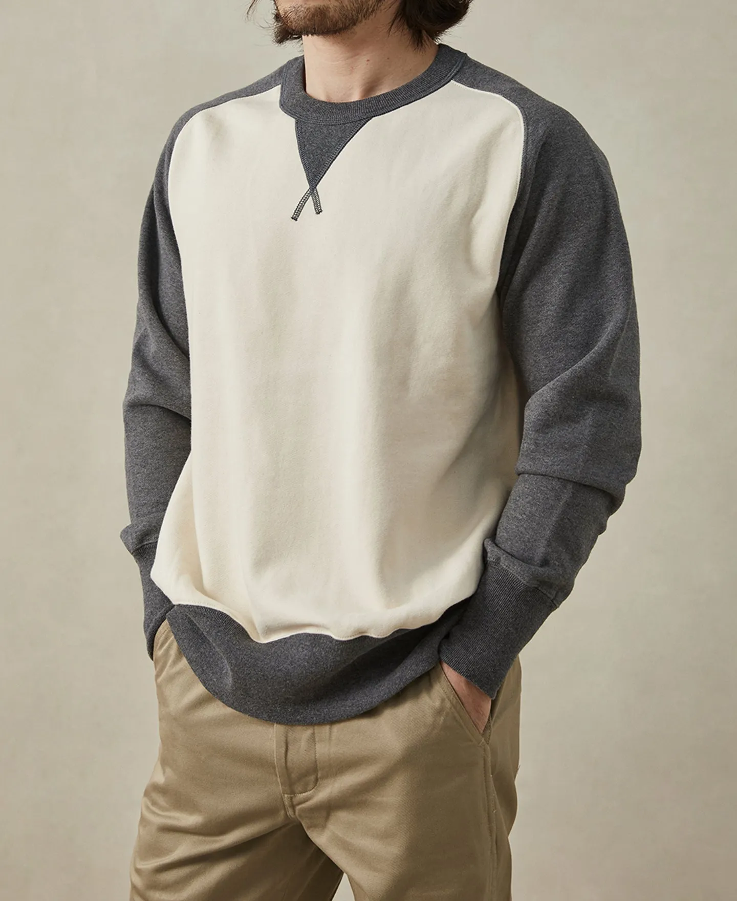 Contrast-Tipped Loopwheel Crewneck Sweatshirt sold by Time Catcher product image thumbnail 2