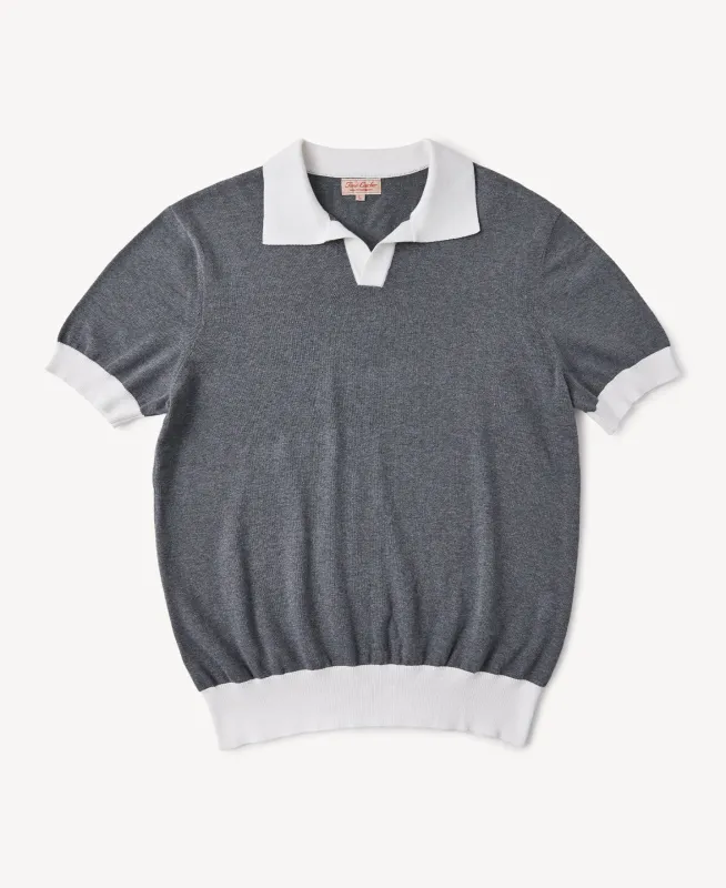 Two-Tone Johnny Collar Cotton Polo Shirt sold by Time Catcher