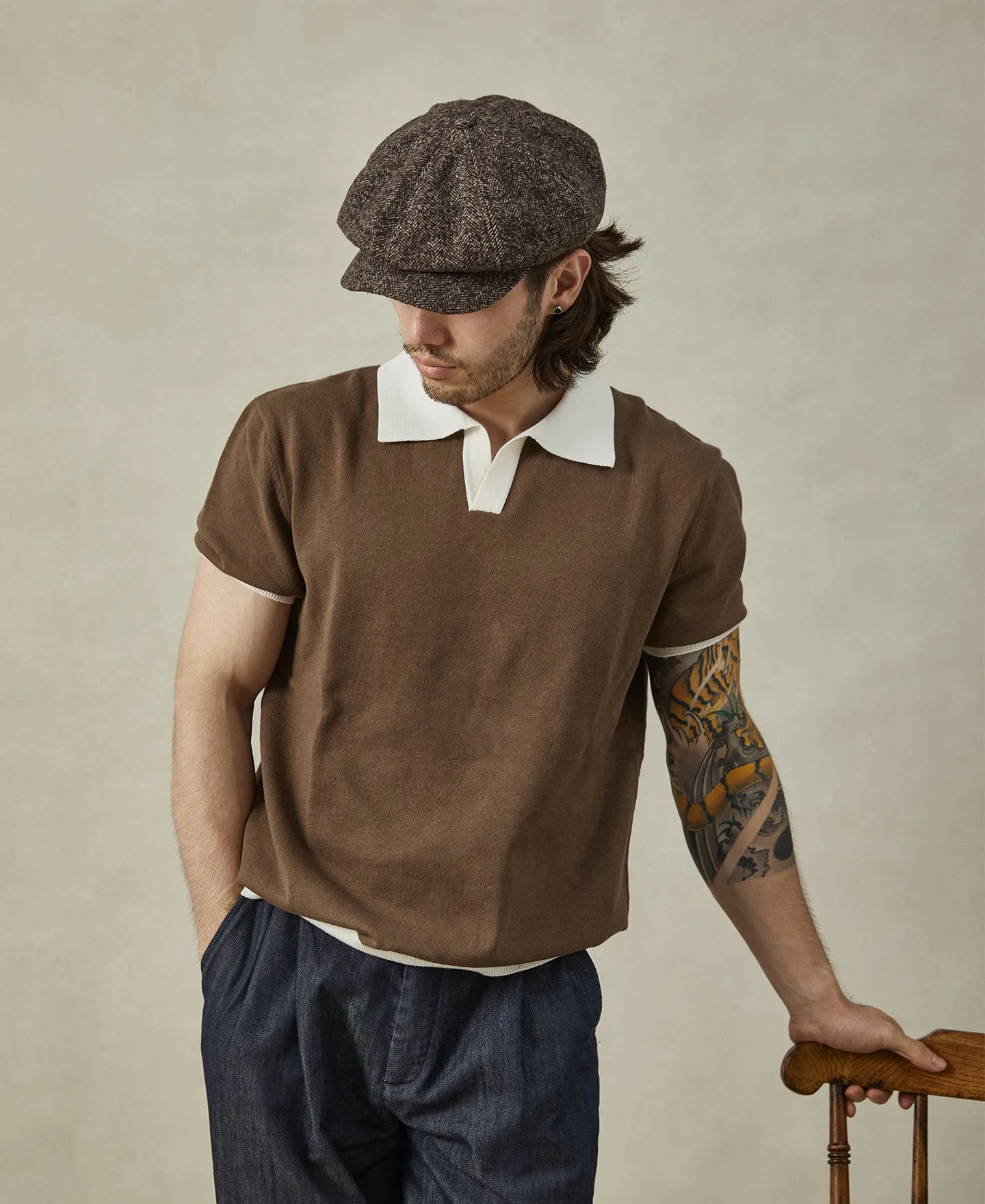 Two-Tone Johnny Collar Cotton Polo Shirt sold by Time Catcher product image thumbnail 2