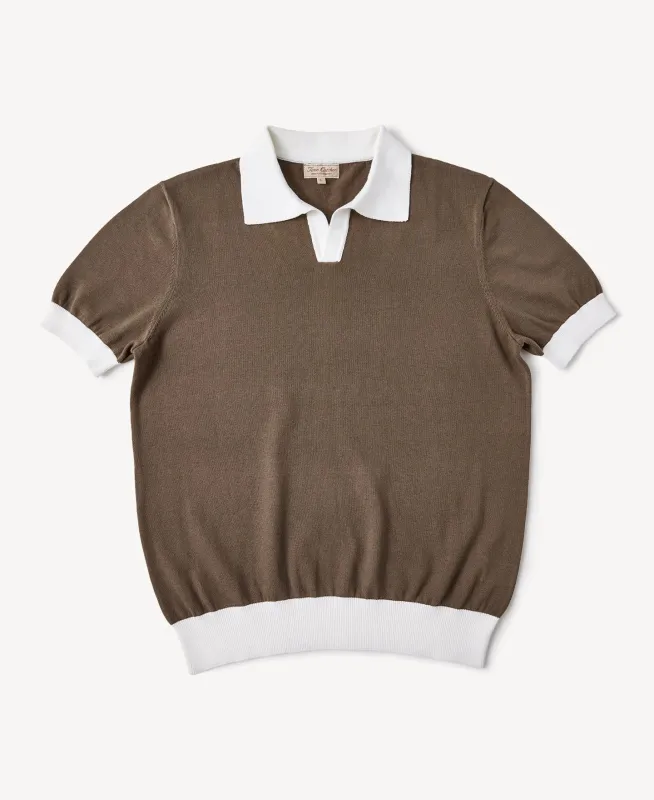 Two-Tone Johnny Collar Cotton Polo Shirt sold by Time Catcher