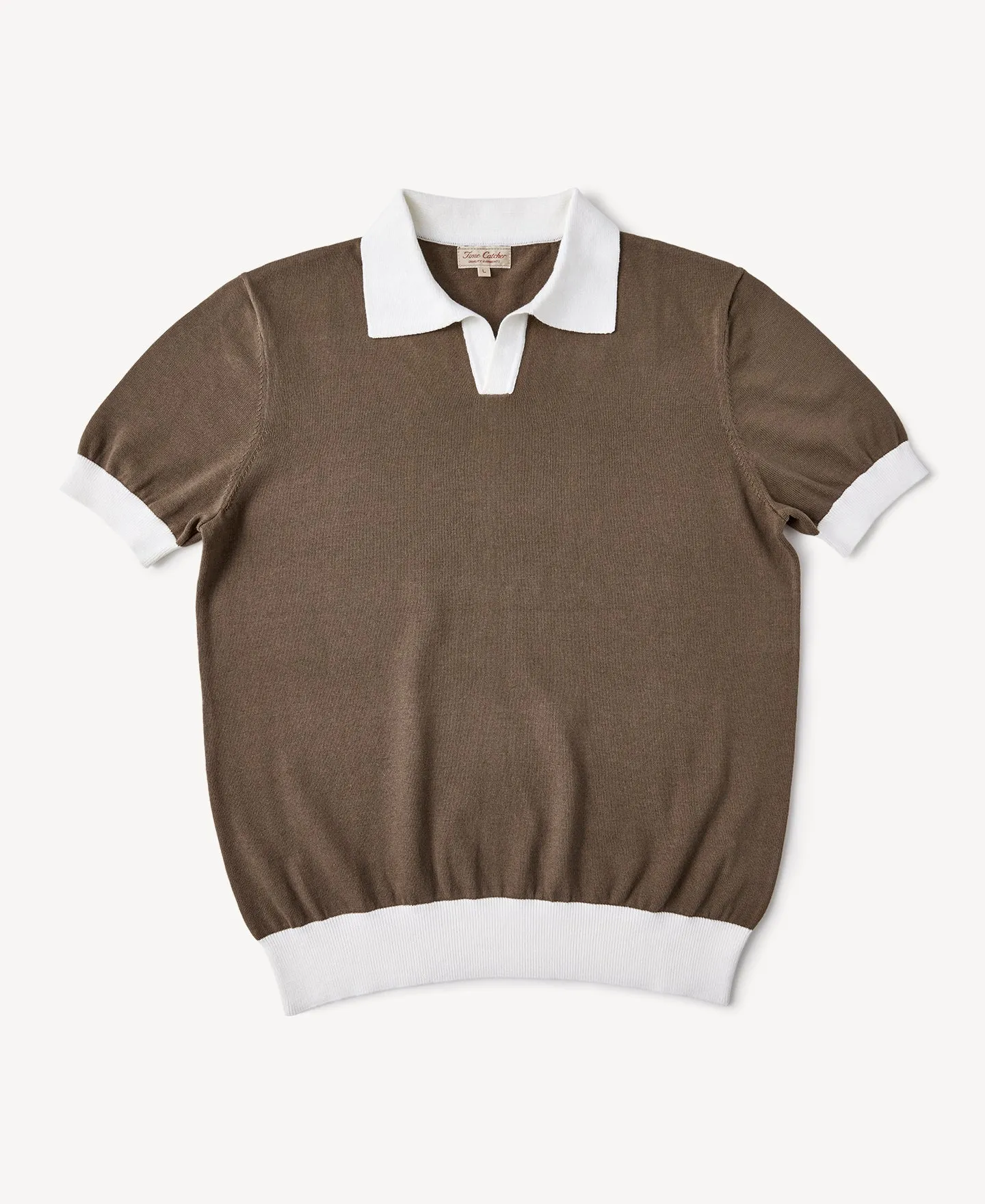 Two-Tone Johnny Collar Cotton Polo Shirt sold by Time Catcher
