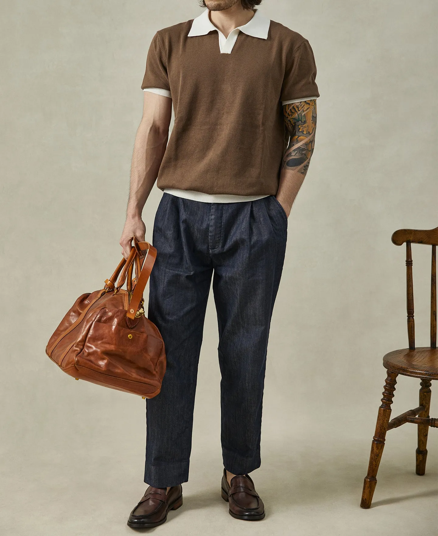 Two-Tone Johnny Collar Cotton Polo Shirt sold by Time Catcher product image thumbnail 4