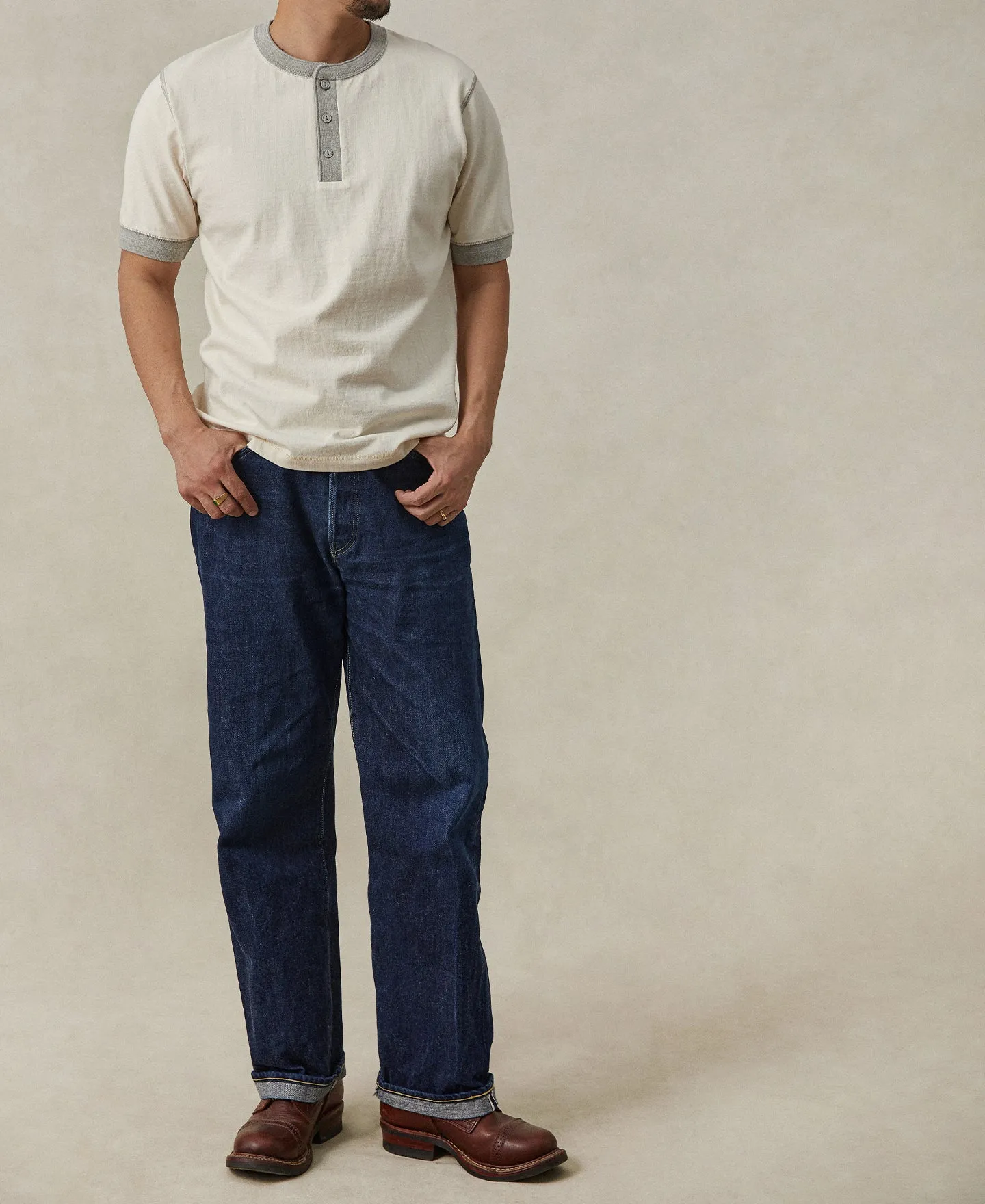 Heavyweight Cotton Tubular Short-Sleeve Henley Shirt sold by Time Catcher product image thumbnail 5
