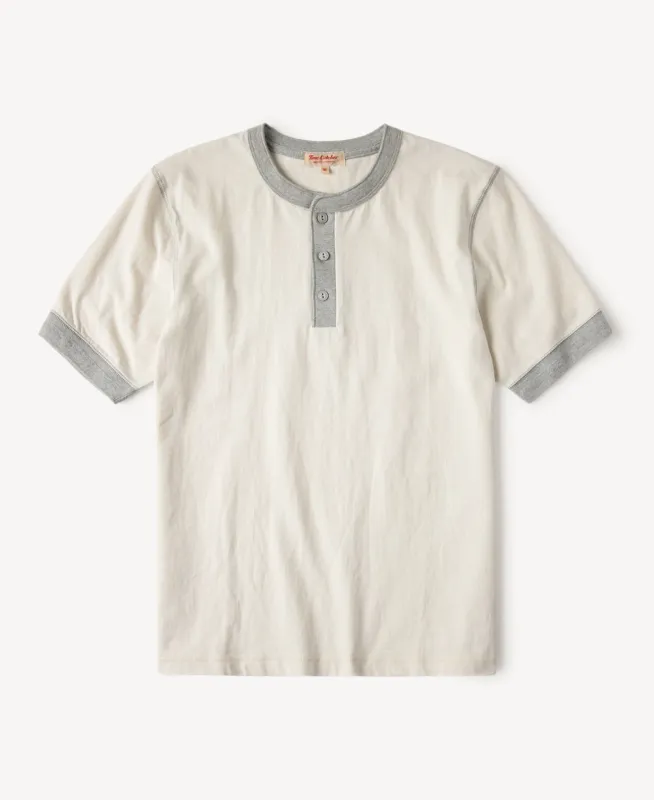 Heavyweight Cotton Tubular Short-Sleeve Henley Shirt sold by Time Catcher