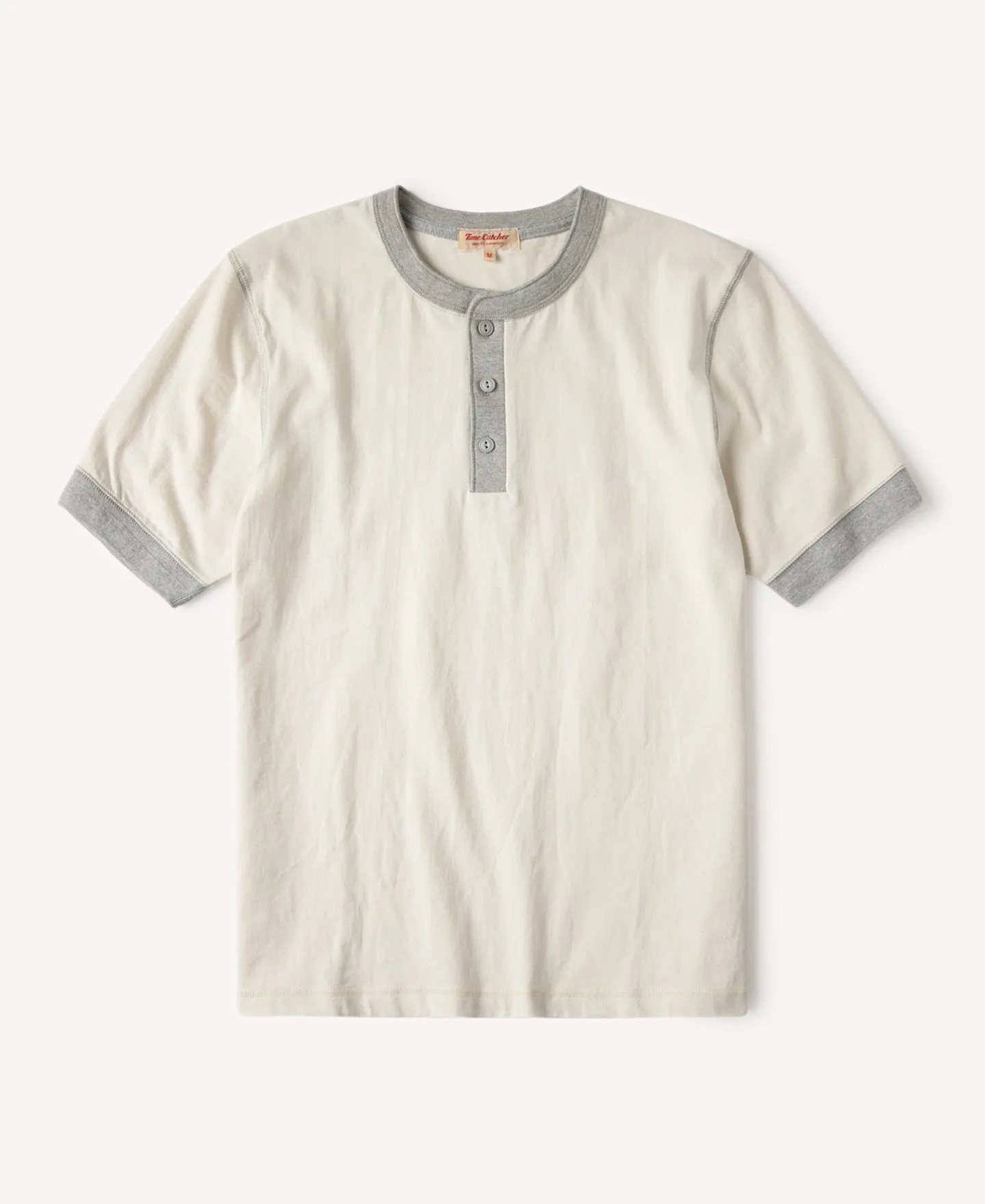 Heavyweight Cotton Tubular Short-Sleeve Henley Shirt sold by Time Catcher