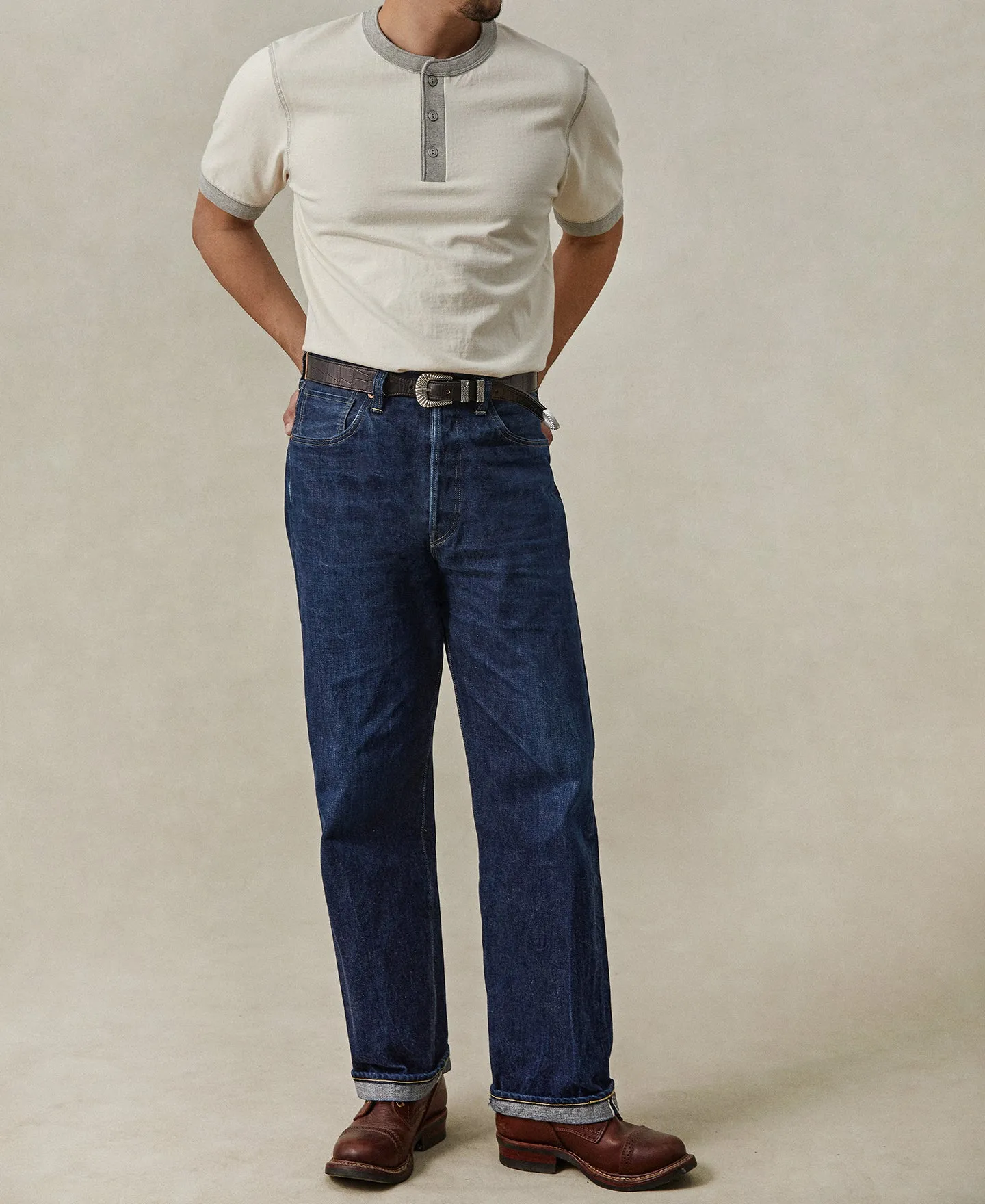 Heavyweight Cotton Tubular Short-Sleeve Henley Shirt sold by Time Catcher product image thumbnail 4