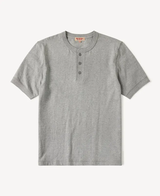 Heavyweight Cotton Tubular Short-Sleeve Henley Shirt sold by Time Catcher
