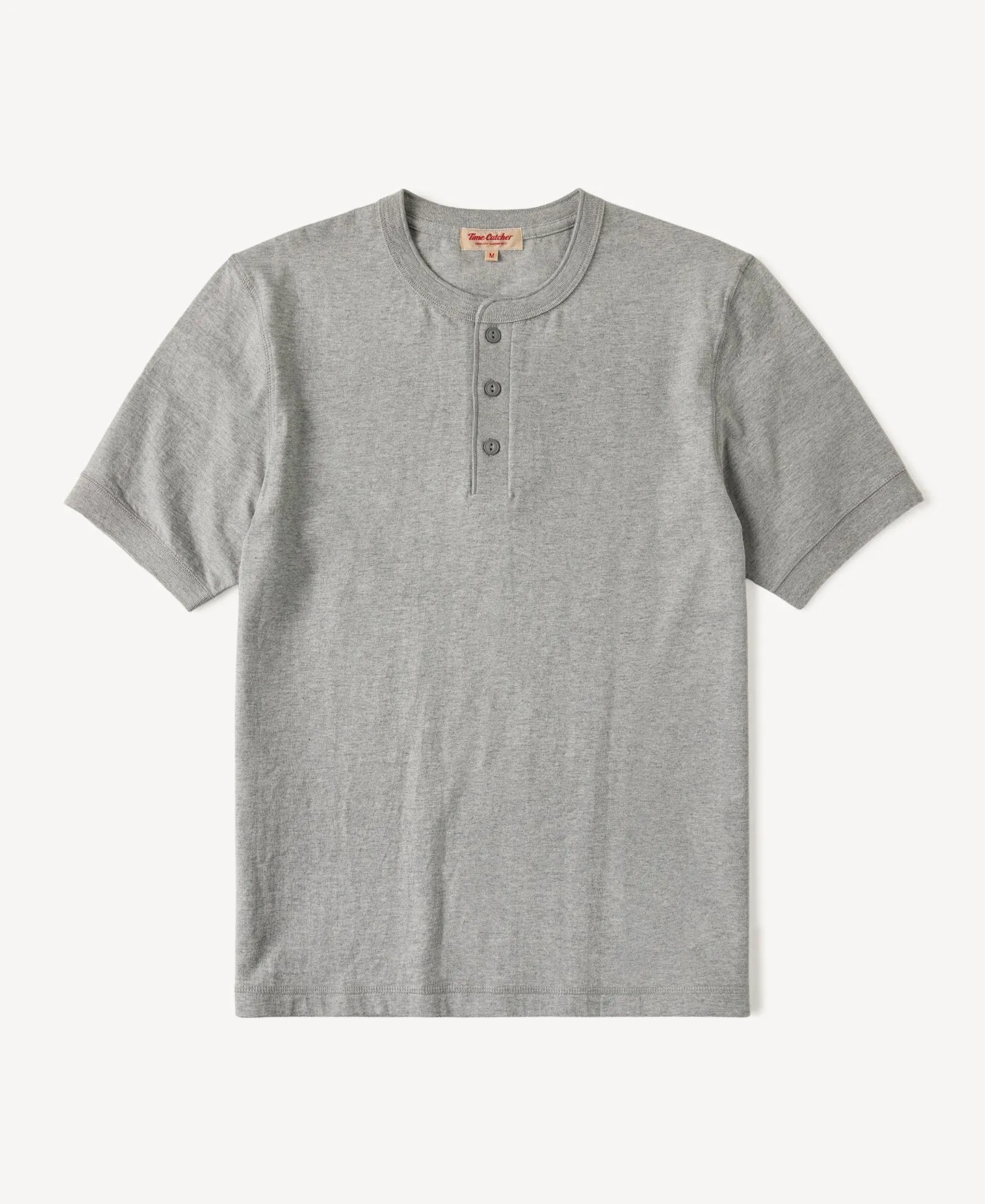 Heavyweight Cotton Tubular Short-Sleeve Henley Shirt sold by Time Catcher
