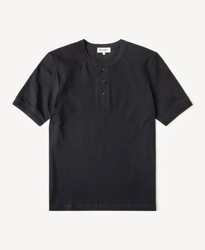 Heavyweight Cotton Tubular Short-Sleeve Henley Shirt sold by Time Catcher